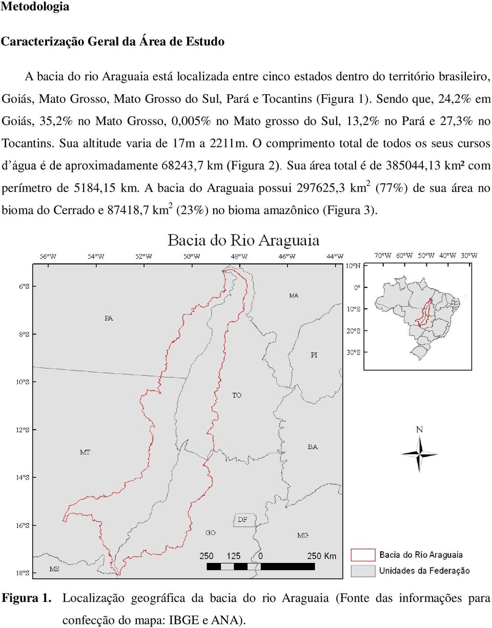 O comprimento total de todos os seus cursos d água é de aproximadamente 68243,7 km (Figura 2). Sua área total é de 385044,13 km² com perímetro de 5184,15 km.