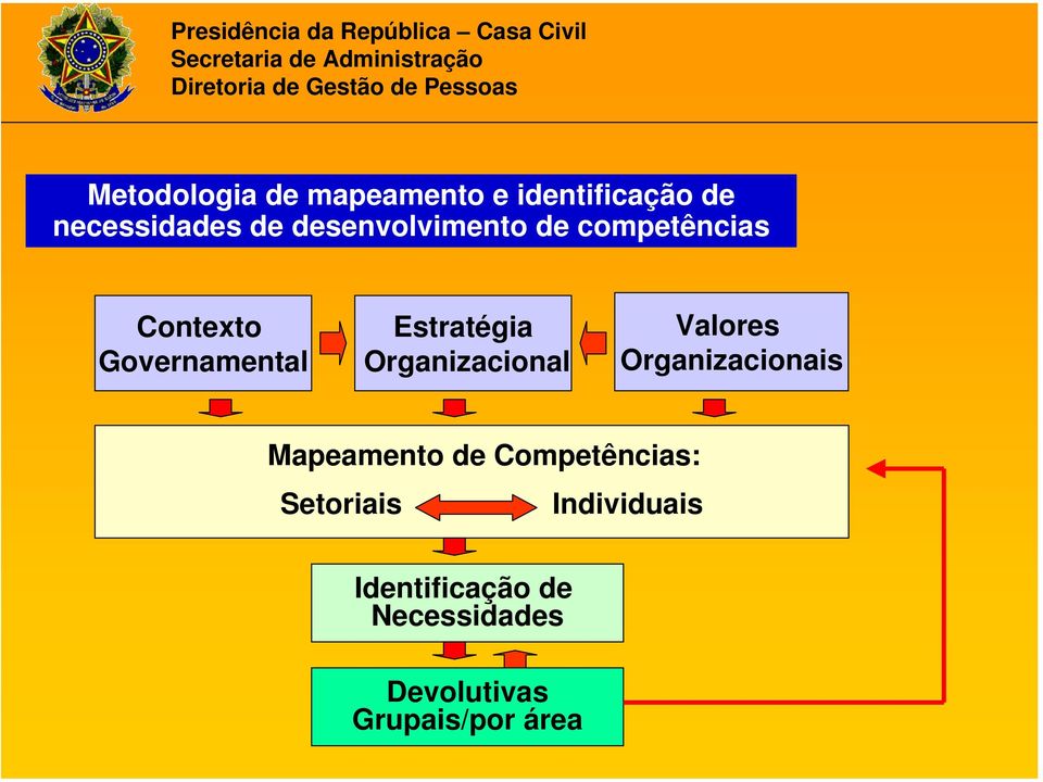 Organizacional Valores Organizacionais Mapeamento de Competências: