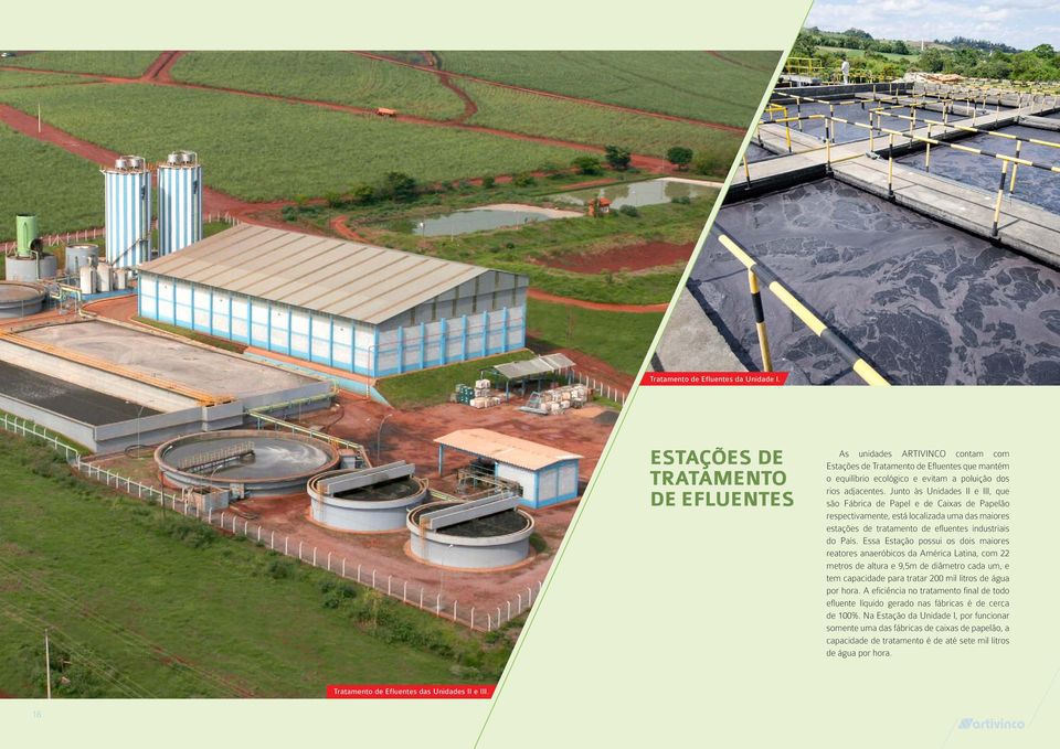 Junto às Unidades II e III, que são Fábrica de Papel e de Caixas de Papelão respectivamente, está localizada uma das maiores estações de tratamento de efluentes industriais do País.