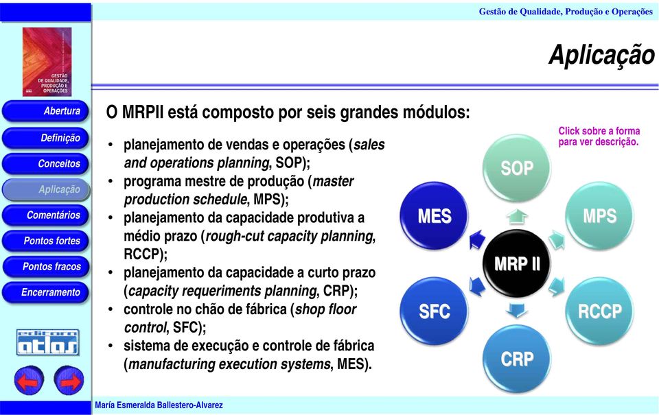 planejamento da capacidade a curto prazo (capacity requeriments planning, CRP); controle no chão de fábrica (shop floor control, SFC);