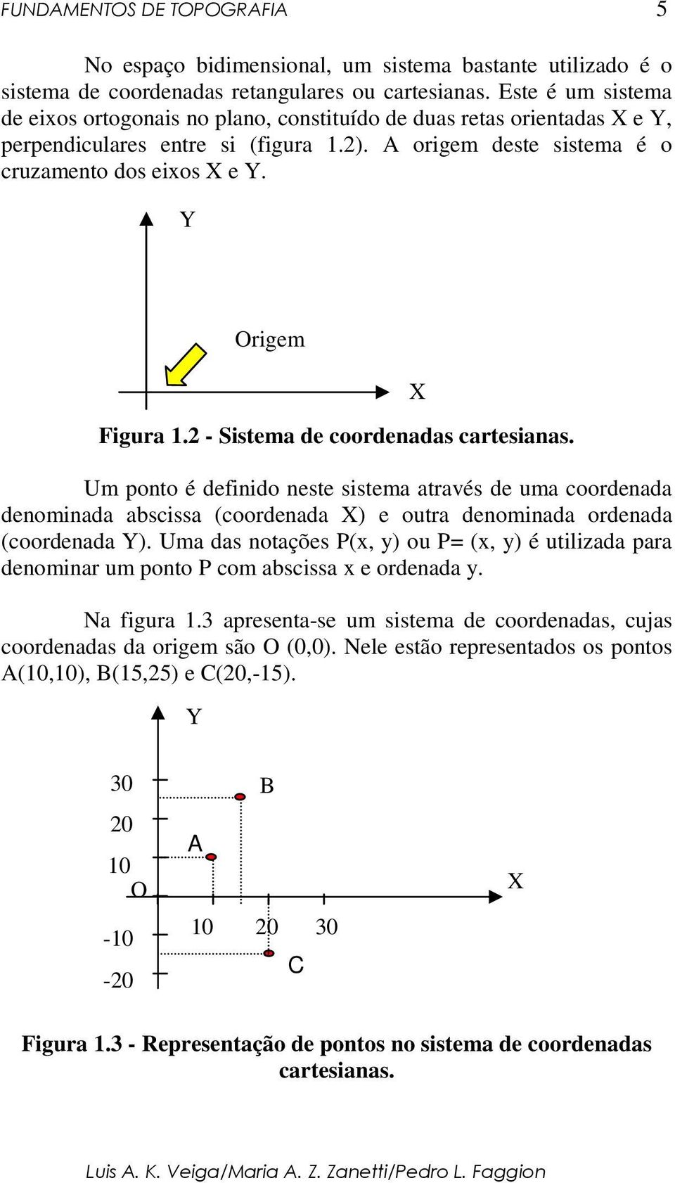 Y Origem Figura 1.2 - Sistema de coordenadas cartesianas. Um ponto é definido neste sistema através de uma coordenada denominada abscissa (coordenada X) e outra denominada ordenada (coordenada Y).