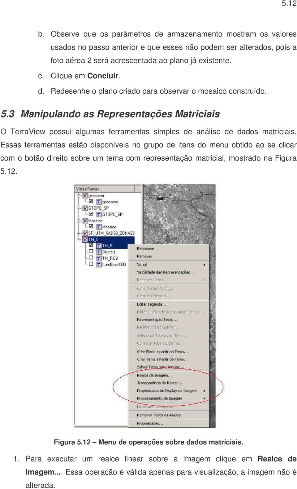 3 Manipulando as Representações Matriciais O TerraView possui algumas ferramentas simples de análise de dados matriciais.