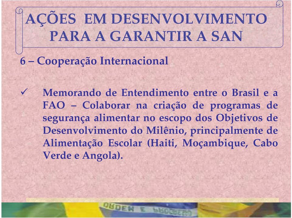 programas de segurança alimentar no escopo dos Objetivos de Desenvolvimento do