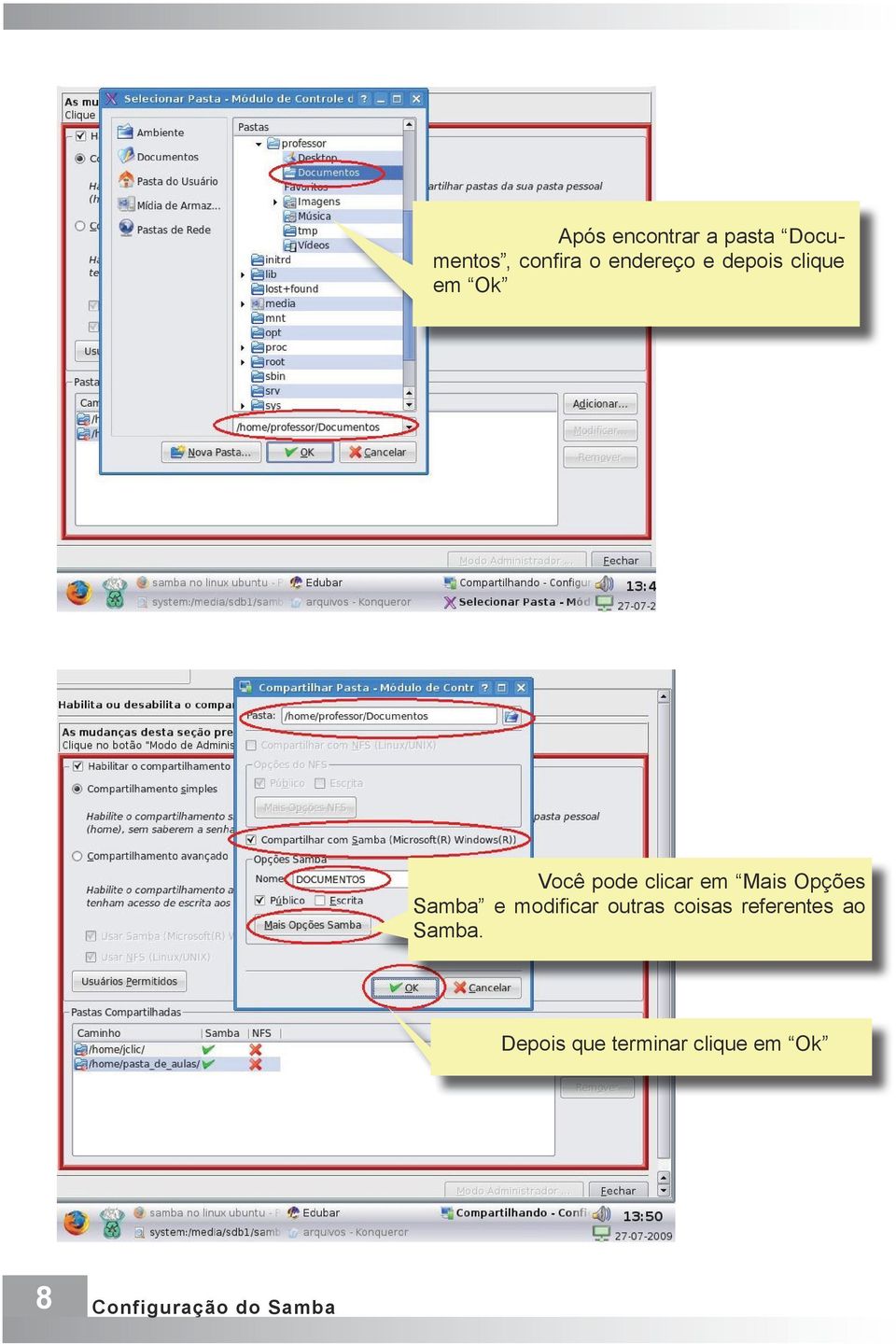 Samba e modificar outras coisas referentes ao Samba.