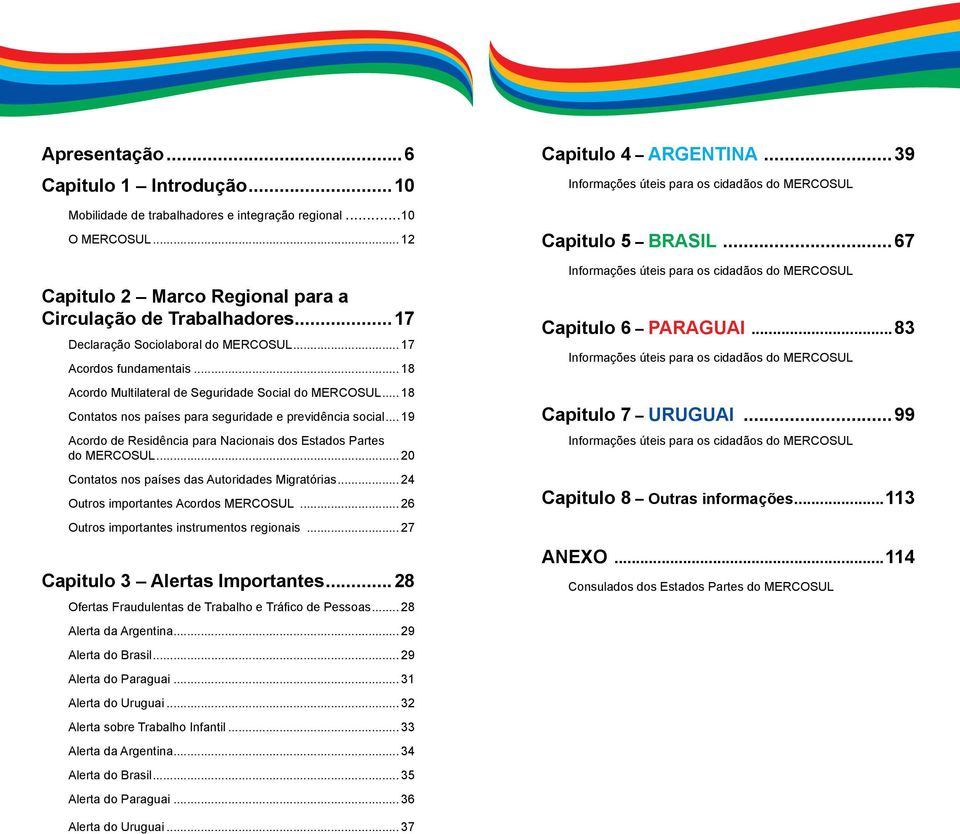 .. 19 Acordo de Residência para Nacionais dos Estados Partes do MERCOSUL... 20 Contatos nos países das Autoridades Migratórias... 24 Outros importantes Acordos MERCOSUL.