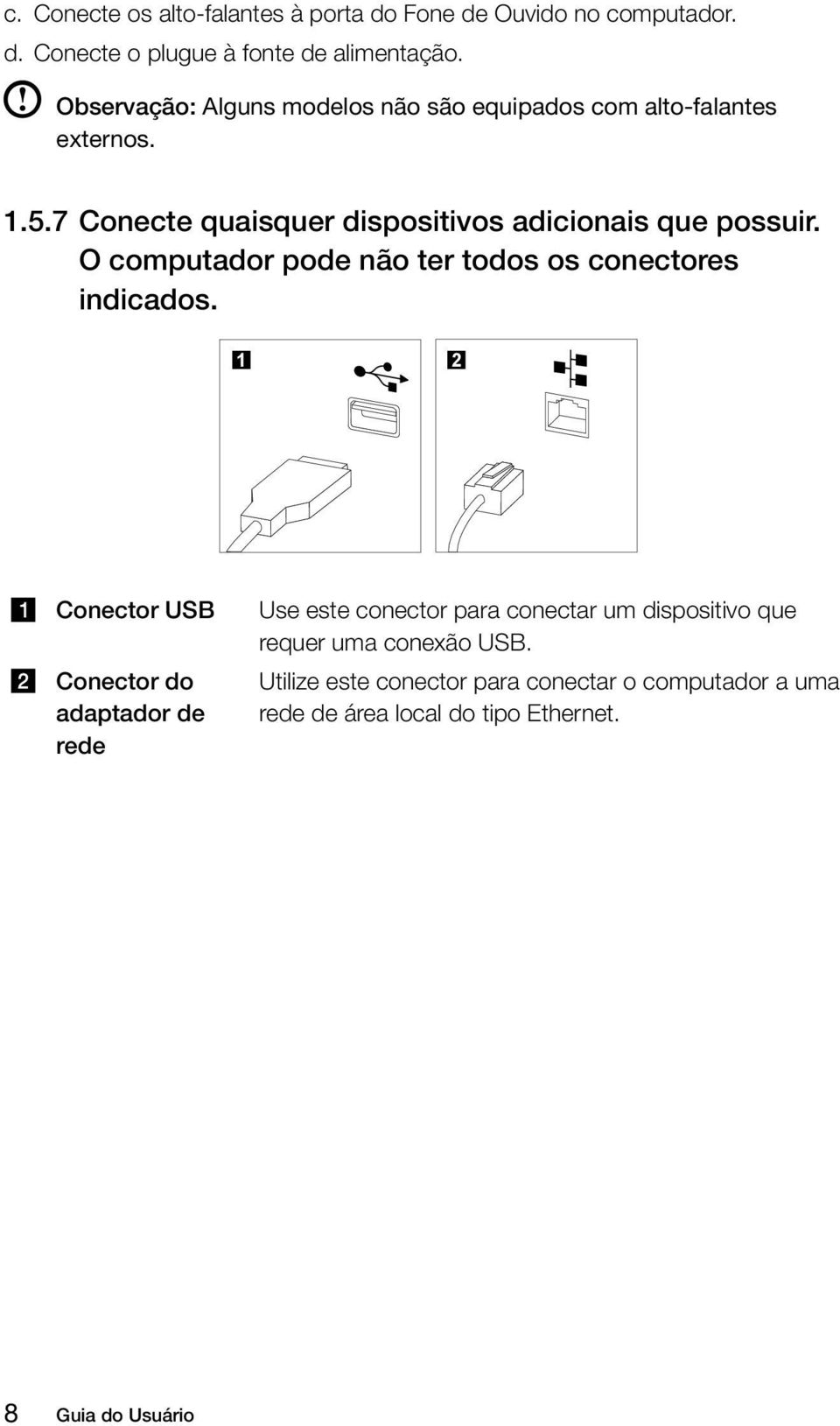 O computador pode não ter todos os conectores indicados.