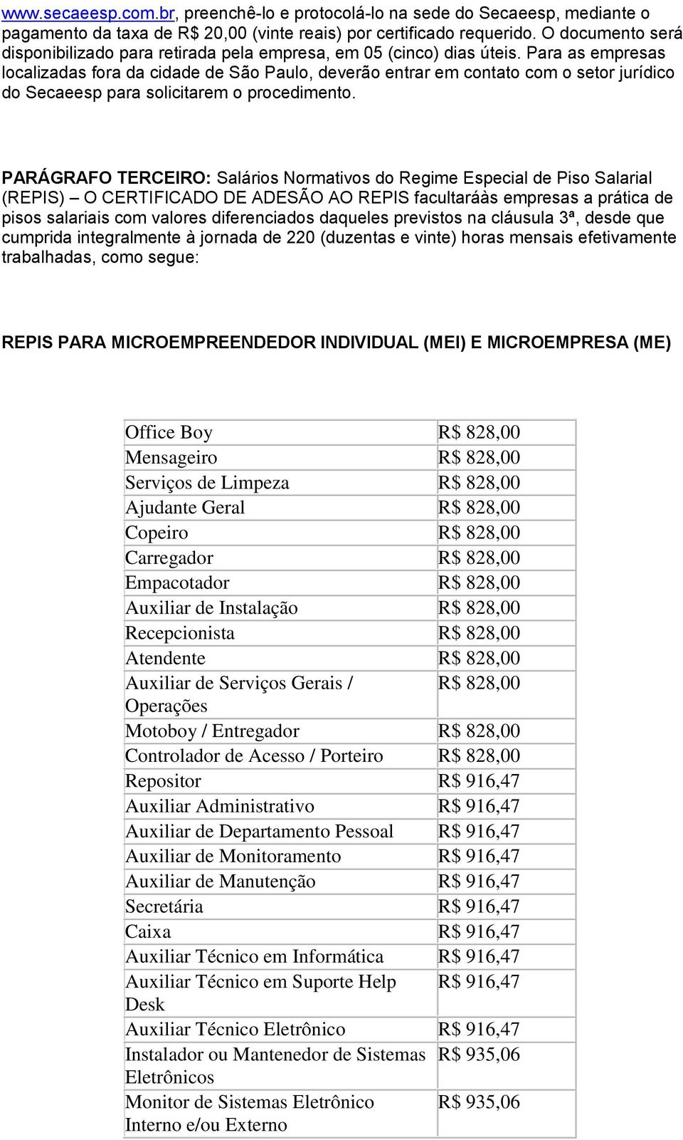 Para as empresas localizadas fora da cidade de São Paulo, deverão entrar em contato com o setor jurídico do Secaeesp para solicitarem o procedimento.