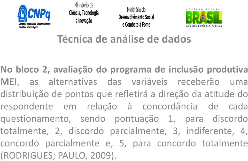 relação à concordância de cada questionamento, sendo pontuação 1, para discordo totalmente, 2, discordo