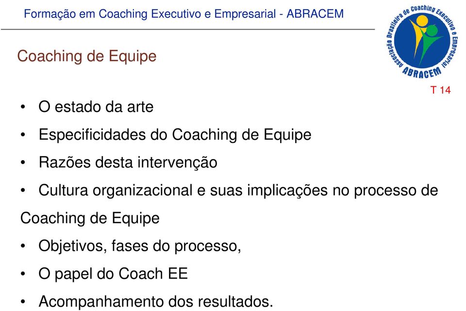 implicações no processo de Coaching de Equipe Objetivos, fases