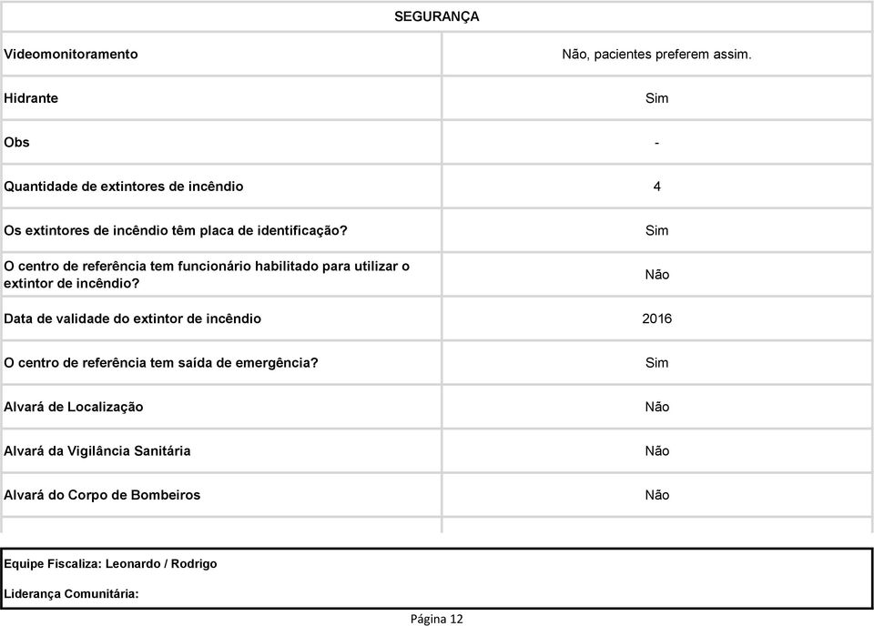 O centro de referência tem funcionário habilitado para utilizar o extintor de incêndio?