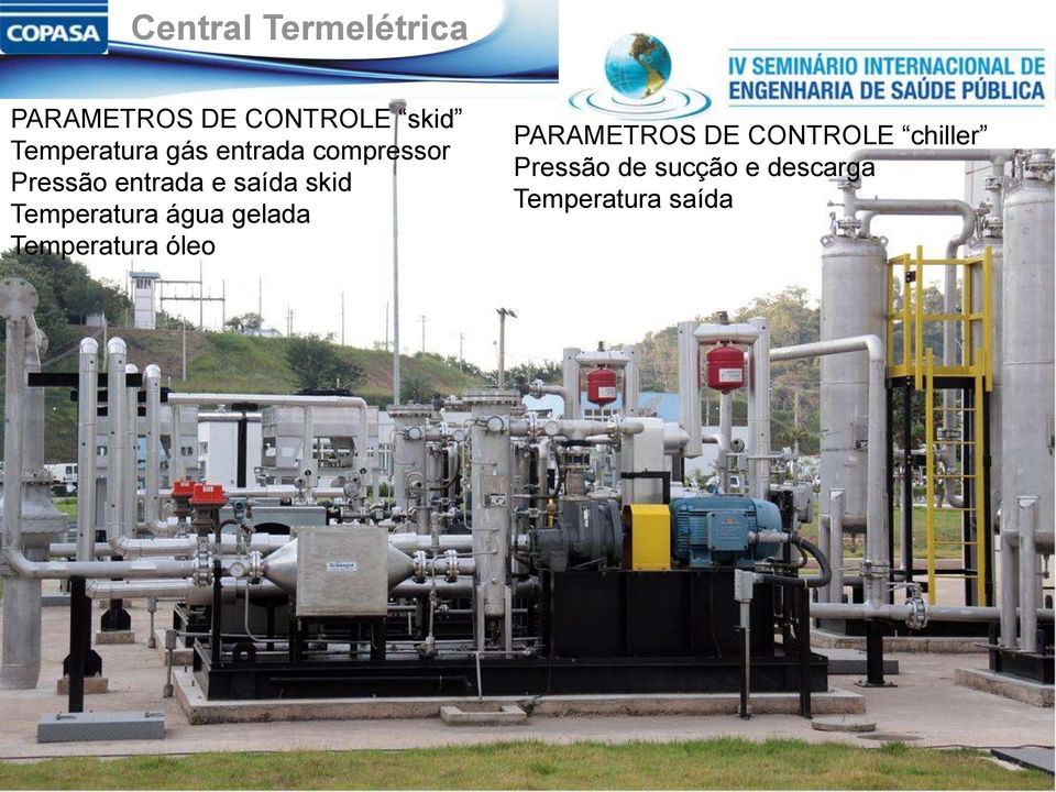 saída skid Temperatura água gelada Temperatura óleo