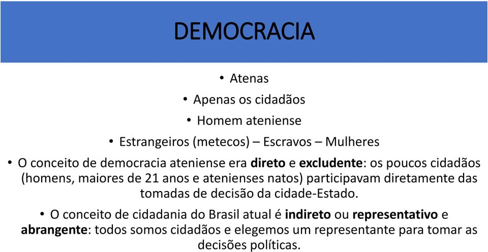 participavam diretamente das tomadas de decisão da cidade-estado.