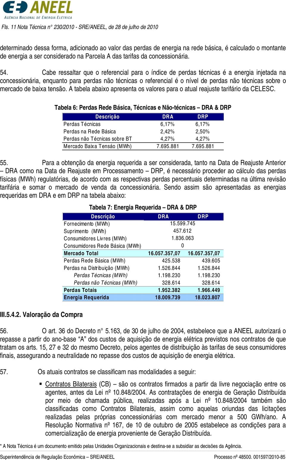 Cabe ressaltar que o referencial para o índice de perdas técnicas é a energia injetada na concessionária, enquanto para perdas não técnicas o referencial é o nível de perdas não técnicas sobre o