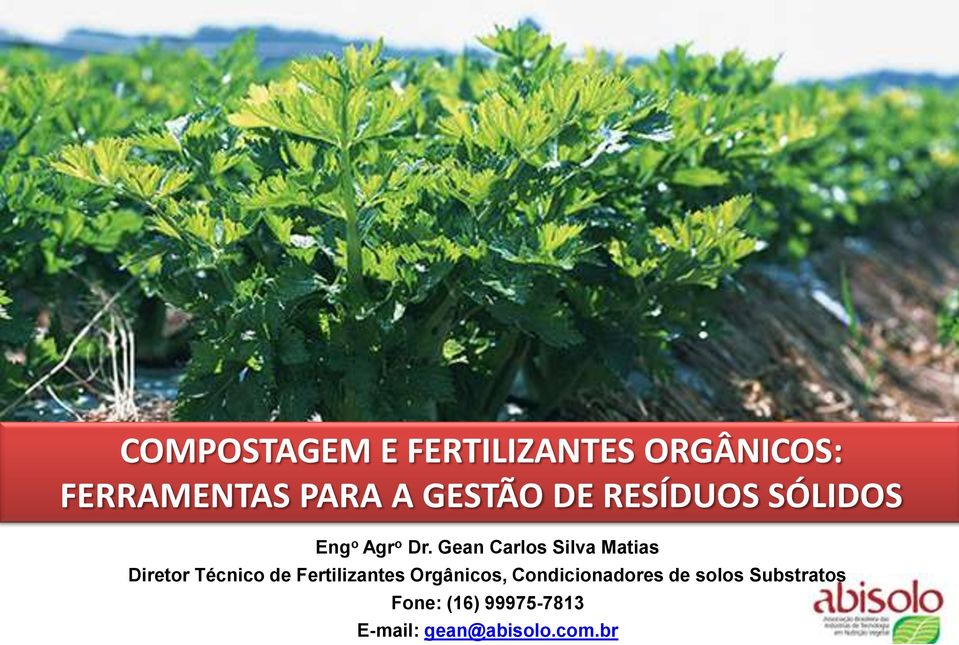 Gean Carlos Silva Matias Diretor Técnico de Fertilizantes