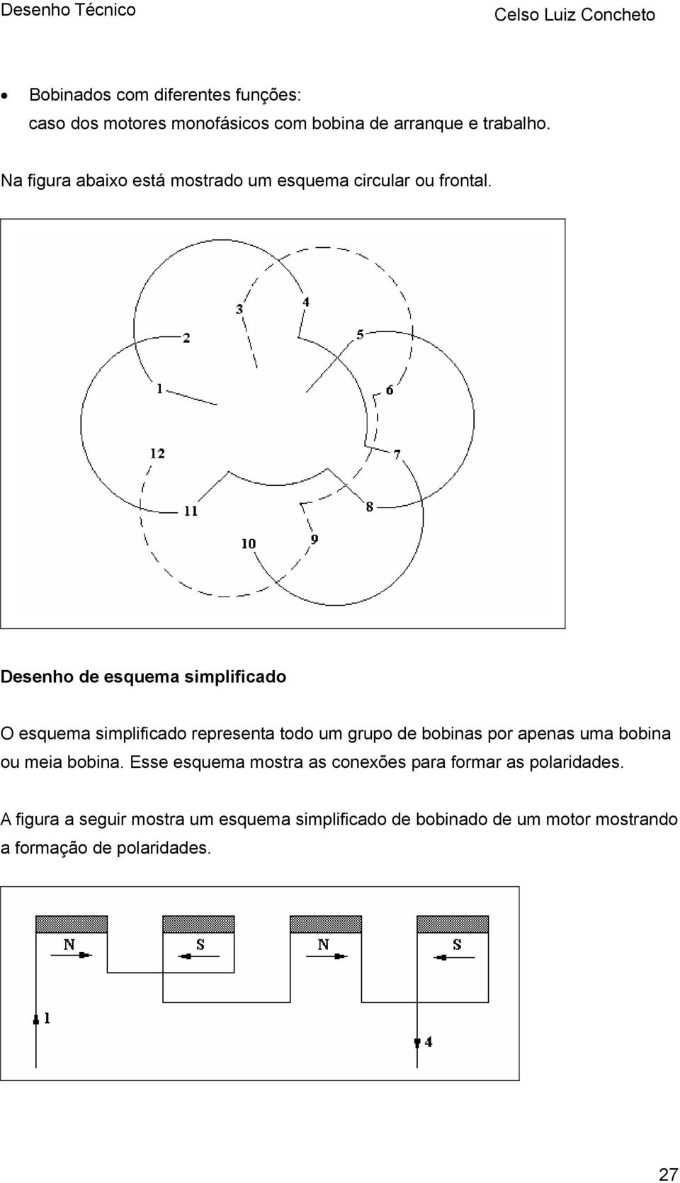 Desenho de esquema simplificado O esquema simplificado representa todo um grupo de bobinas por apenas uma bobina ou
