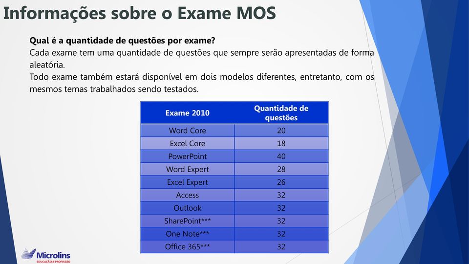 Todo exame também estará disponível em dois modelos diferentes, entretanto, com os mesmos temas trabalhados sendo