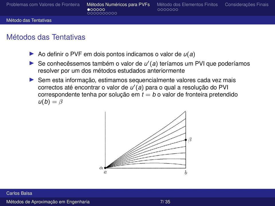 informação, estimamos sequencialmente valores cada vez mais correctos até encontrar o valor de u (a) para o qual a