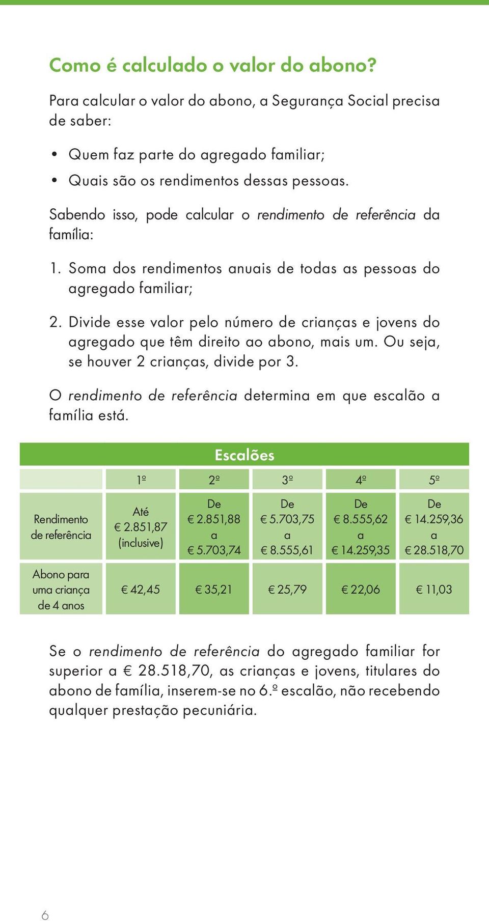 Divide esse valor pelo número de crianças e jovens do agregado que têm direito ao abono, mais um. Ou seja, se houver 2 crianças, divide por 3.