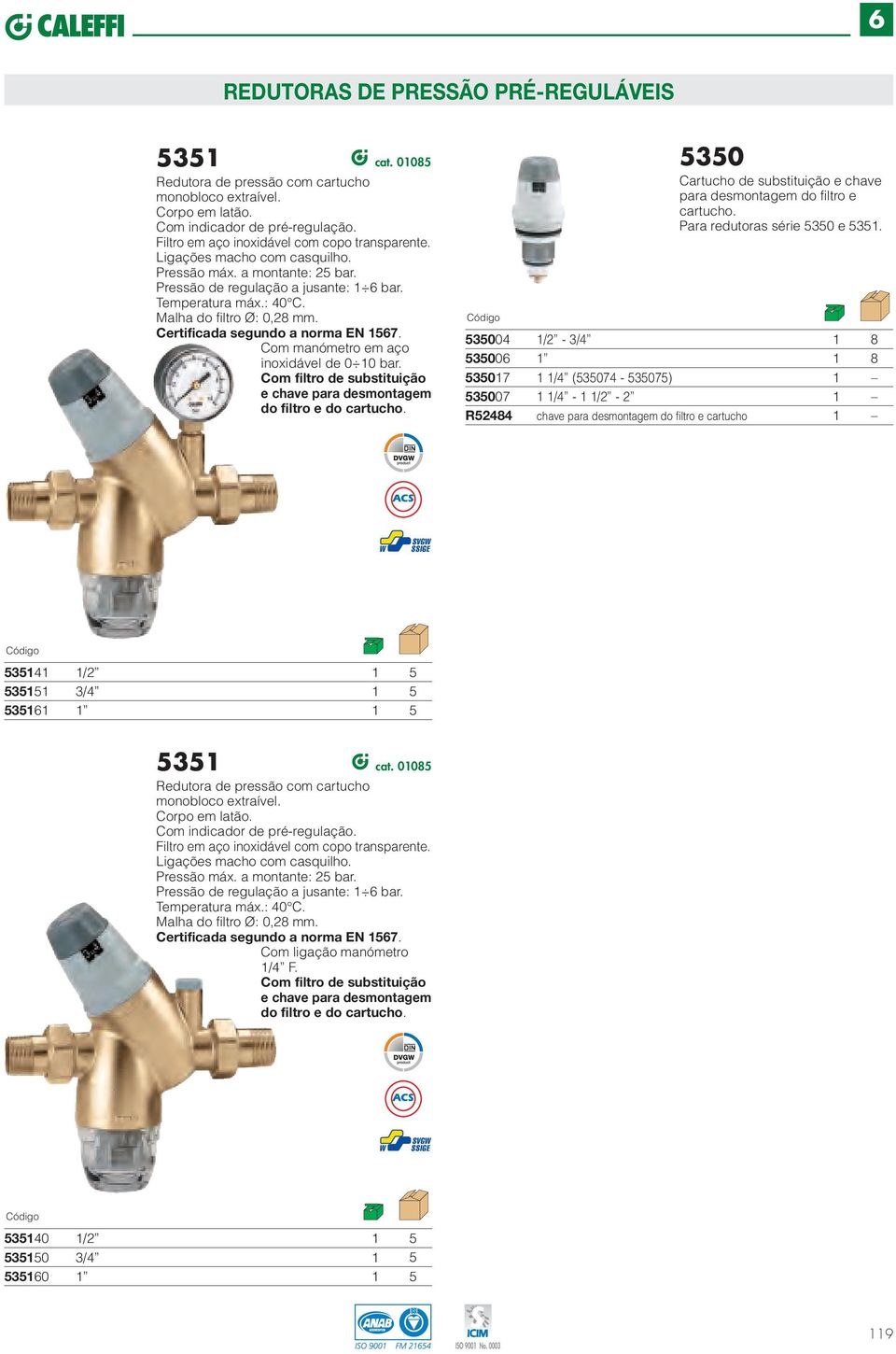 Com manómetro em aço inoxidável de 0 0 bar. Com filtro de substituição e chave para desmontagem do filtro e do cartucho.