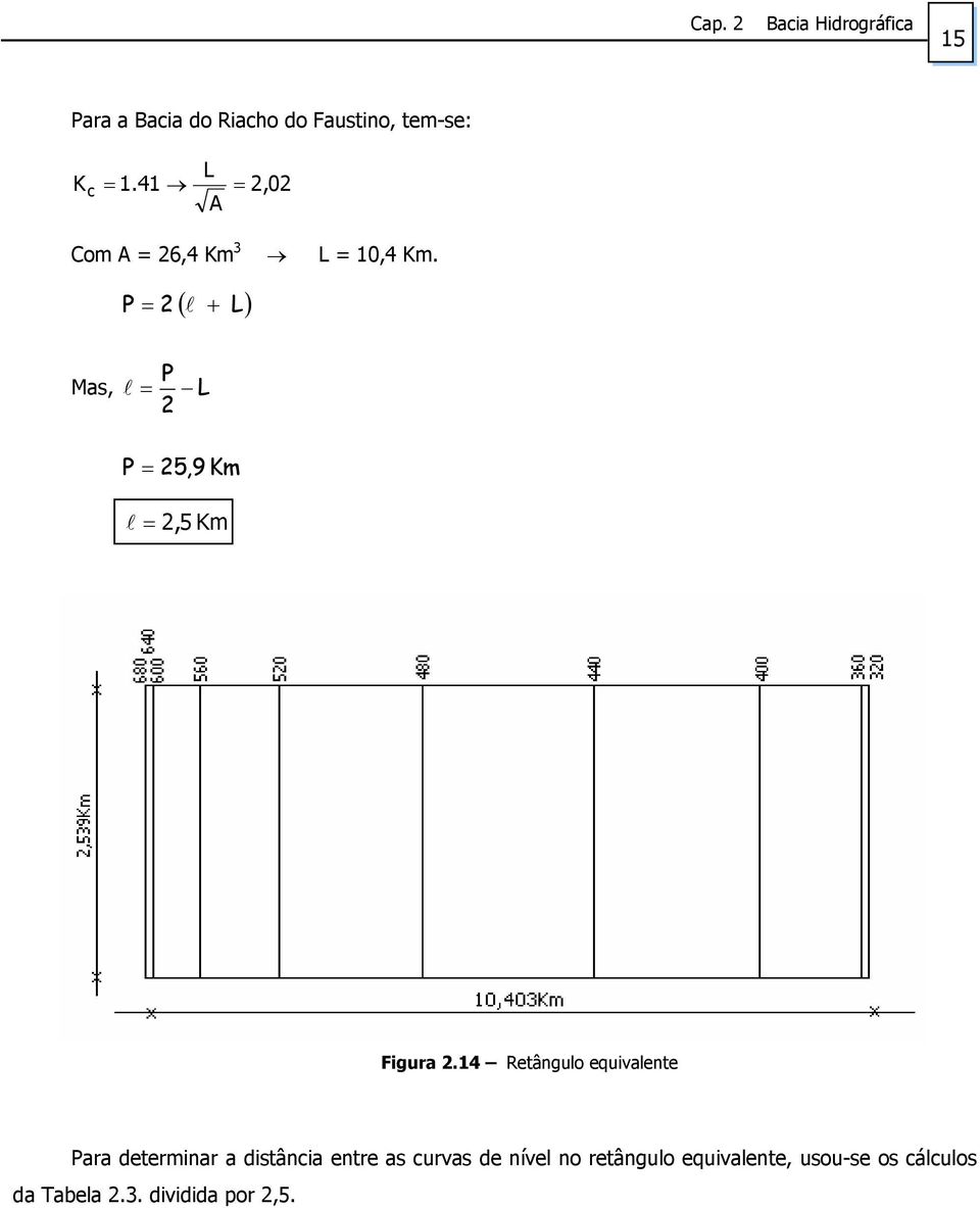 14 Retângulo equivalente Para determinar a distância entre as curvas