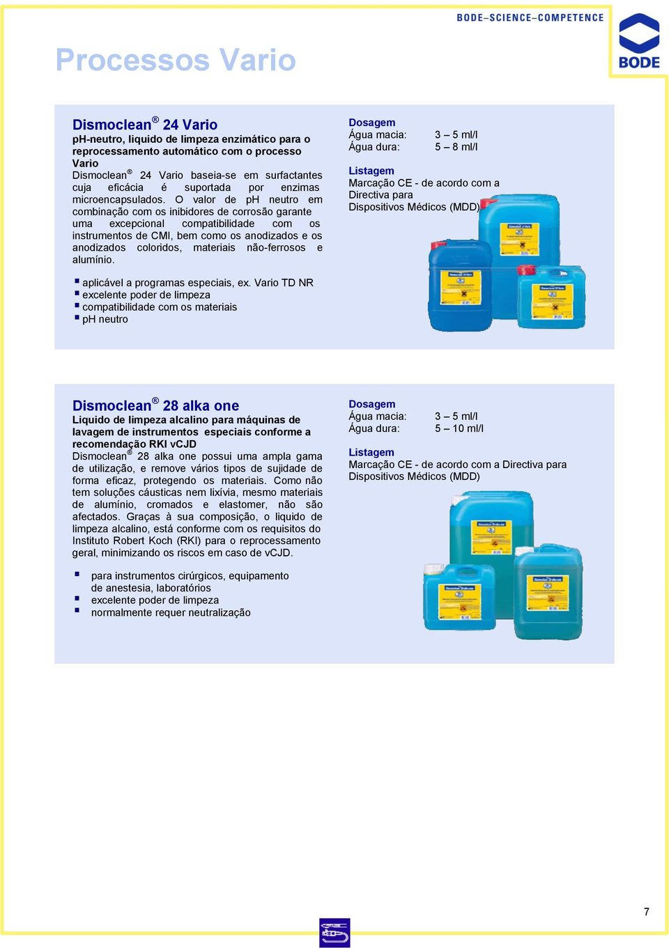 O valor de ph neutro em combinação com os inibidores de corrosão garante uma excepcional compatibilidade com os instrumentos de CMI, bem como os anodizados e os anodizados coloridos, materiais