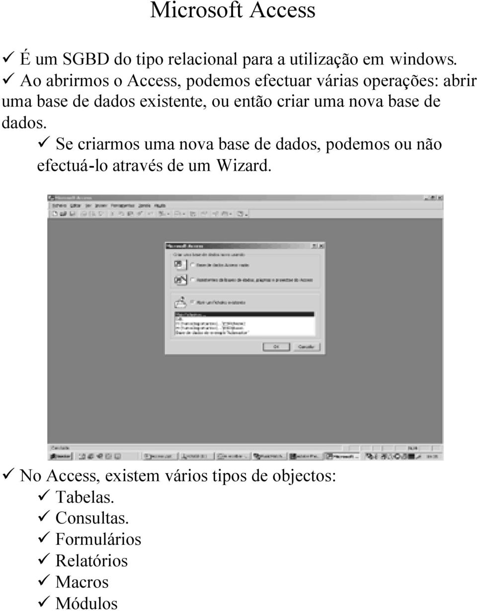 ou então criar uma nova base de dados.