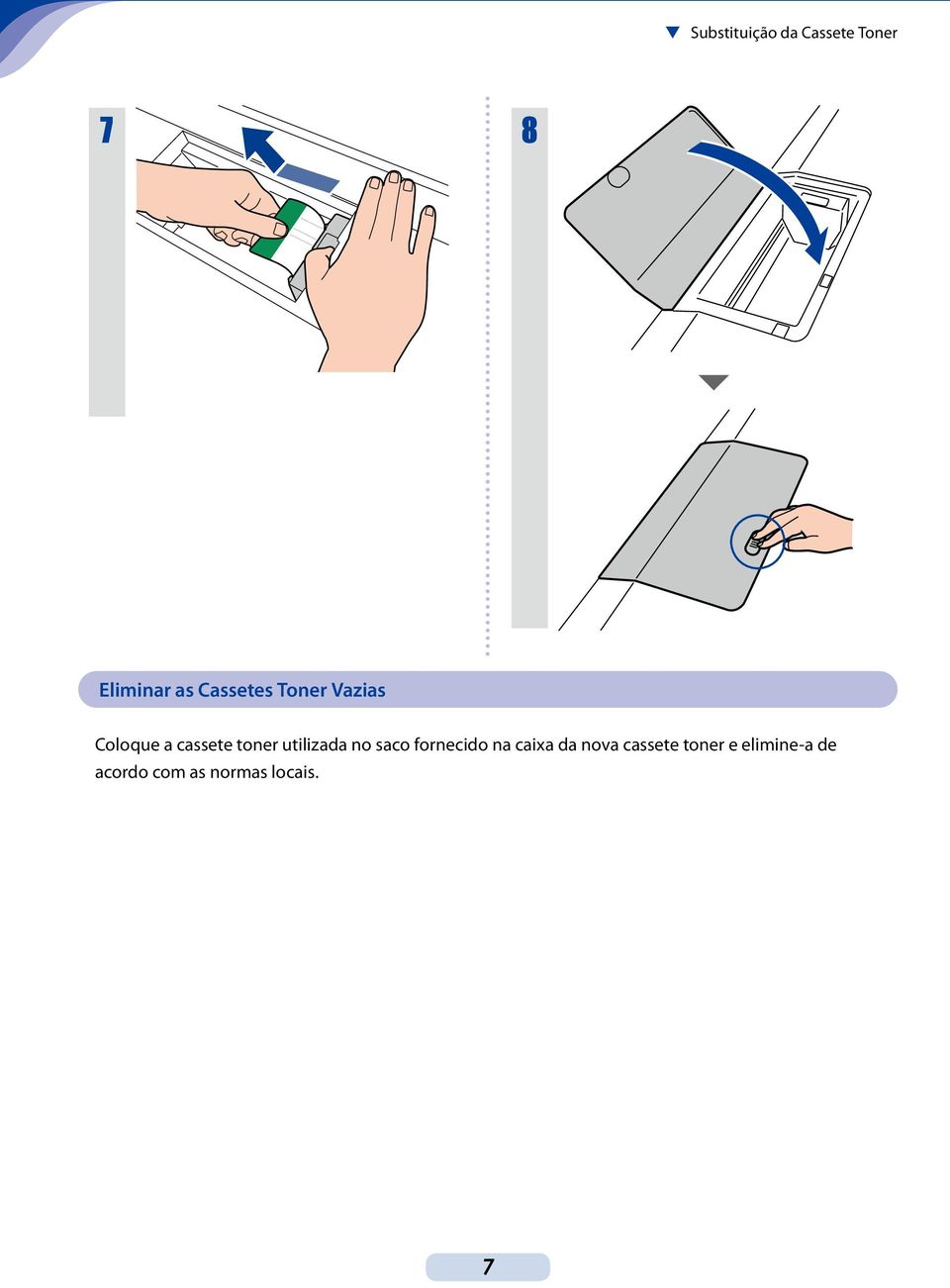 utilizada no saco fornecido na caixa da nova