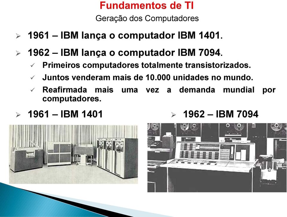 Primeiros computadores totalmente transistorizados.