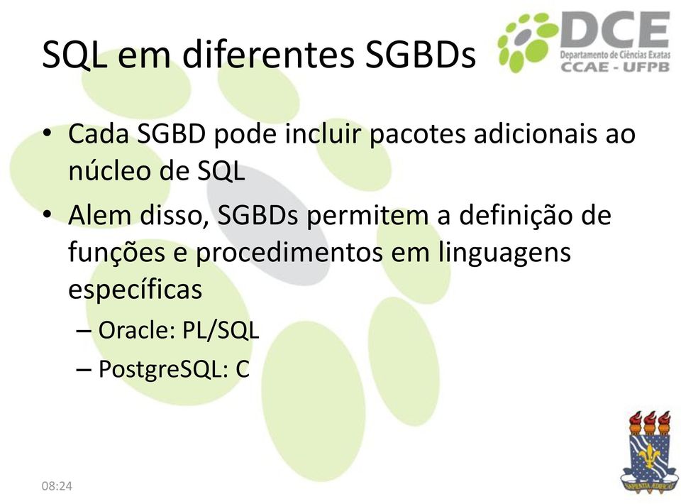 SGBDs permitem a definição de funções e