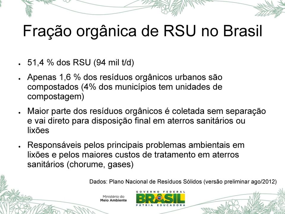 disposição final em aterros sanitários ou lixões Responsáveis pelos principais problemas ambientais em lixões e pelos maiores