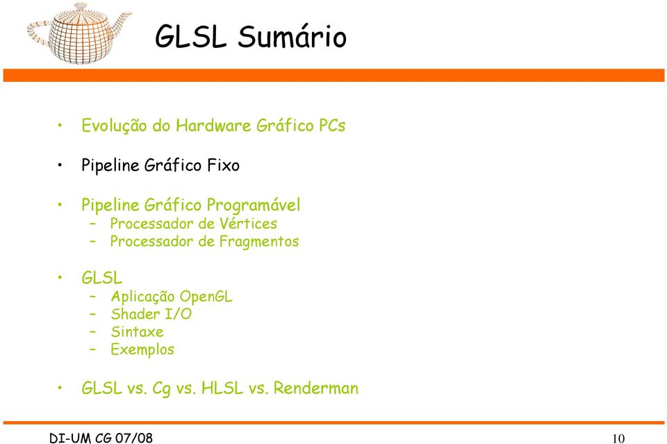 Vértices Processador de Fragmentos GLSL Aplicação OpenGL