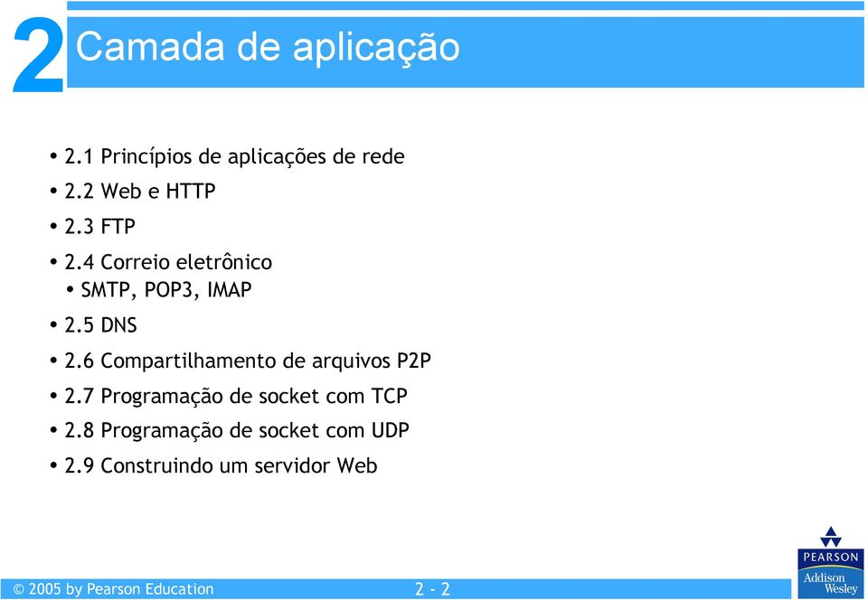 6 Compartilhamento de arquivos P2P 2.7 Programação de socket com TCP 2.