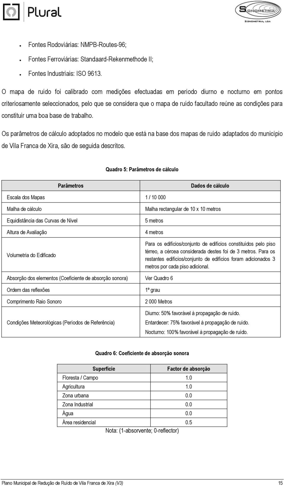 constituir uma boa base de trabalho. Os parâmetros de cálculo adoptados no modelo que está na base dos mapas de ruído adaptados do município de Vila Franca de Xira, são de seguida descritos.