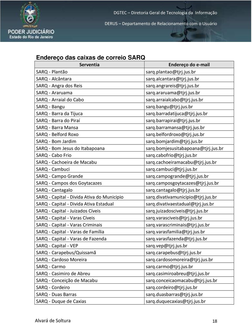 SARQ - Cantagalo SARQ - Capital - Divida Ativa do Municipio SARQ - Capital - Divida Ativa Estadual SARQ - Capital - Juizados Cíveis SARQ - Capital - Varas Cíveis SARQ - Capital - Varas Criminais SARQ