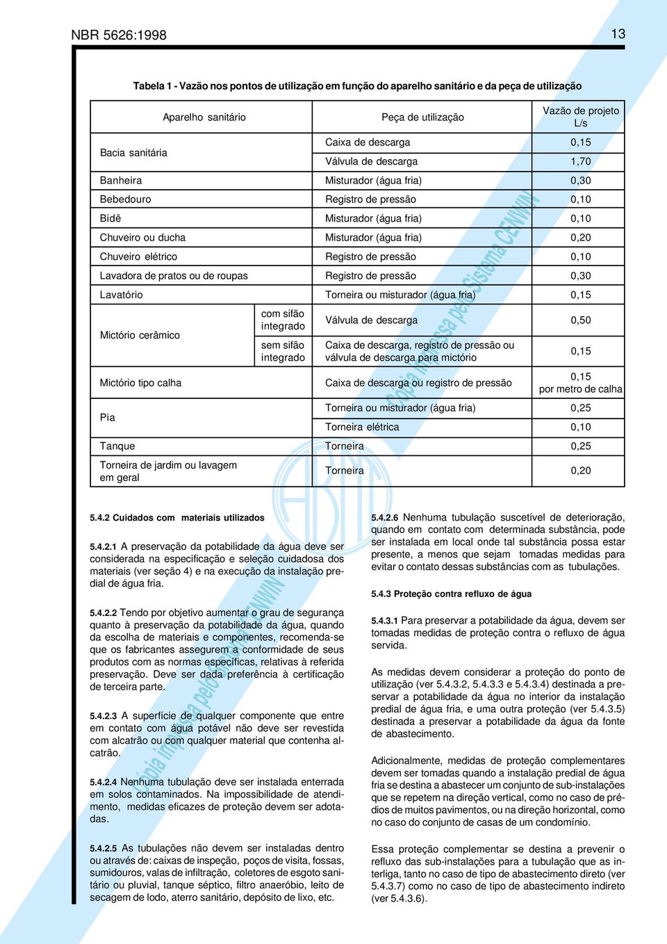 2 Tendo por objetivo aumentar o grau de segurança quanto à preservação da potabilidade da água, quando da escolha de materiais e componentes, recomenda-se que os fabricantes assegurem a conformidade