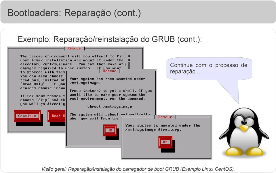 ): Continue com o processo de reparação.