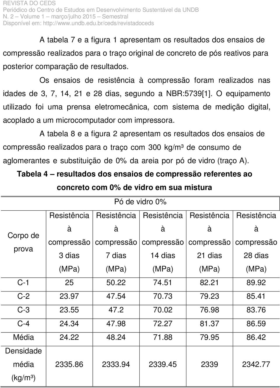 O equipamento utilizado foi uma prensa eletromecânica, com sistema de medição digital, acoplado a um microcomputador com impressora.