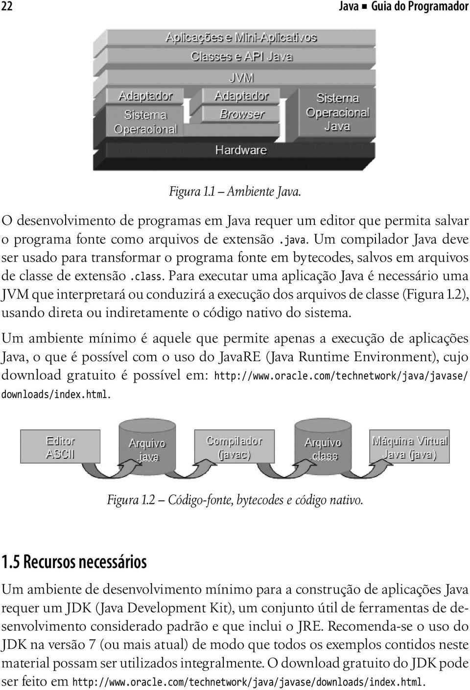 de extensão.class. Para executar uma aplicação Java é necessário uma JVM que interpretará ou conduzirá a execução dos arquivos de classe (Figura 1.