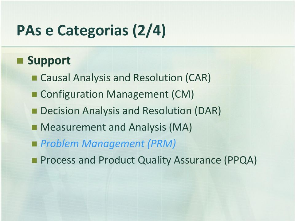 Analysis and Resolution (DAR) Measurement and Analysis