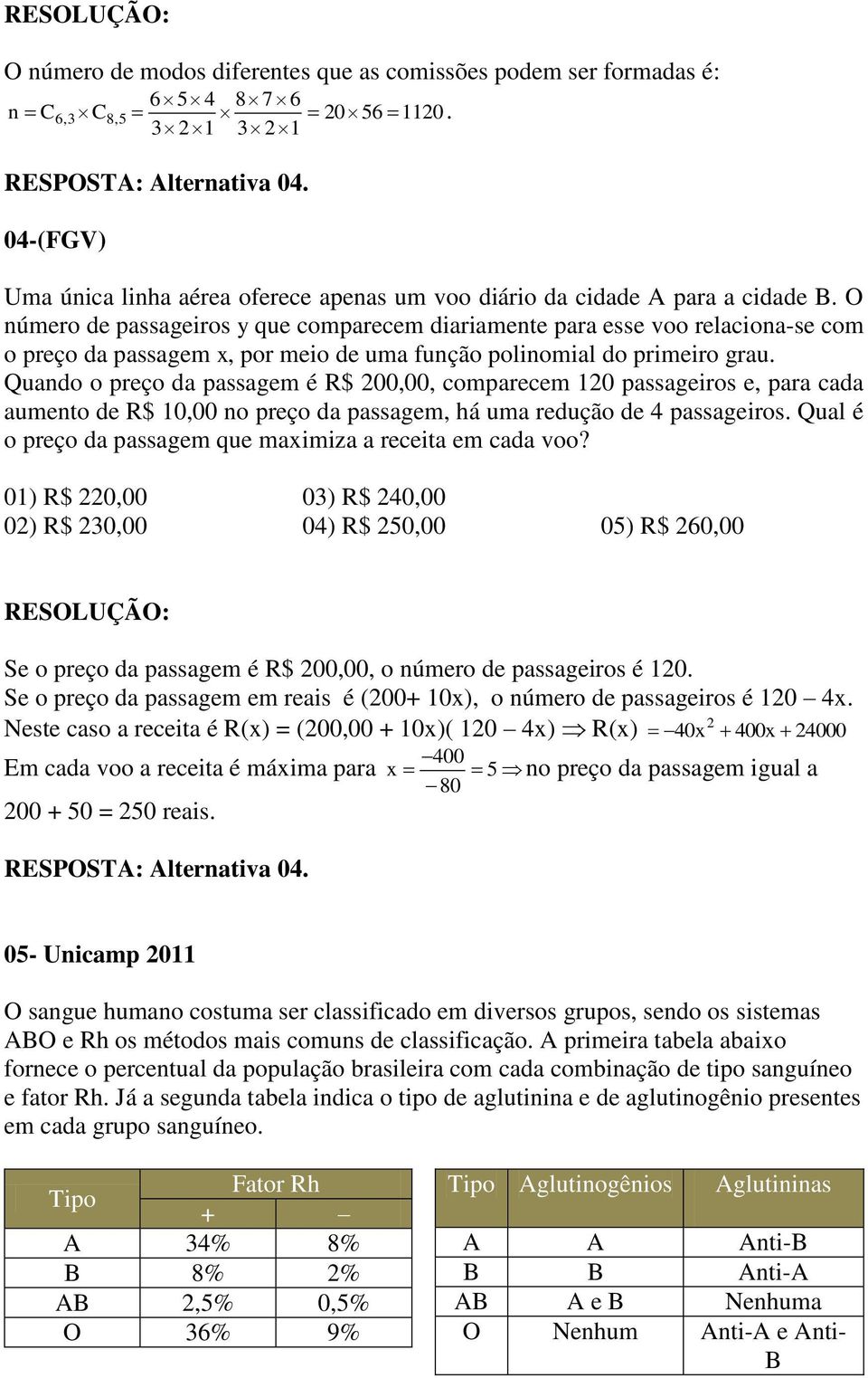 Quando o preço da passagem é R$ 00,00, comparecem 0 passageiros e, para cada aumento de R$ 0,00 no preço da passagem, há uma redução de 4 passageiros.