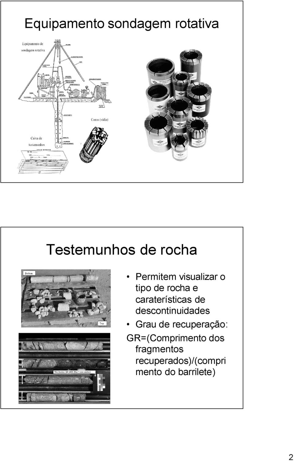 de descontinuidades Grau de recuperação: