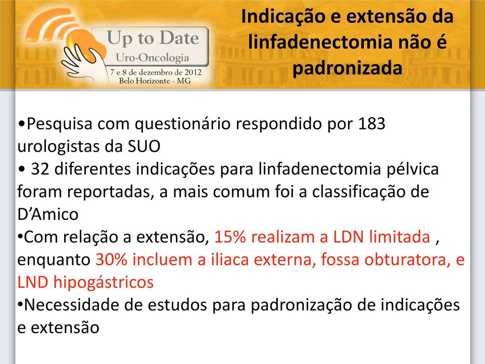 a classificação de D Amico Com relação a extensão, 15% realizam a LDN limitada, enquanto 30% incluem a