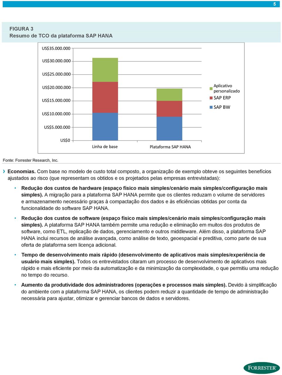 Com base no modelo de custo total composto, a organização de exemplo obteve os seguintes benefícios ajustados ao risco (que representam os obtidos e os projetados pelas empresas entrevistadas):