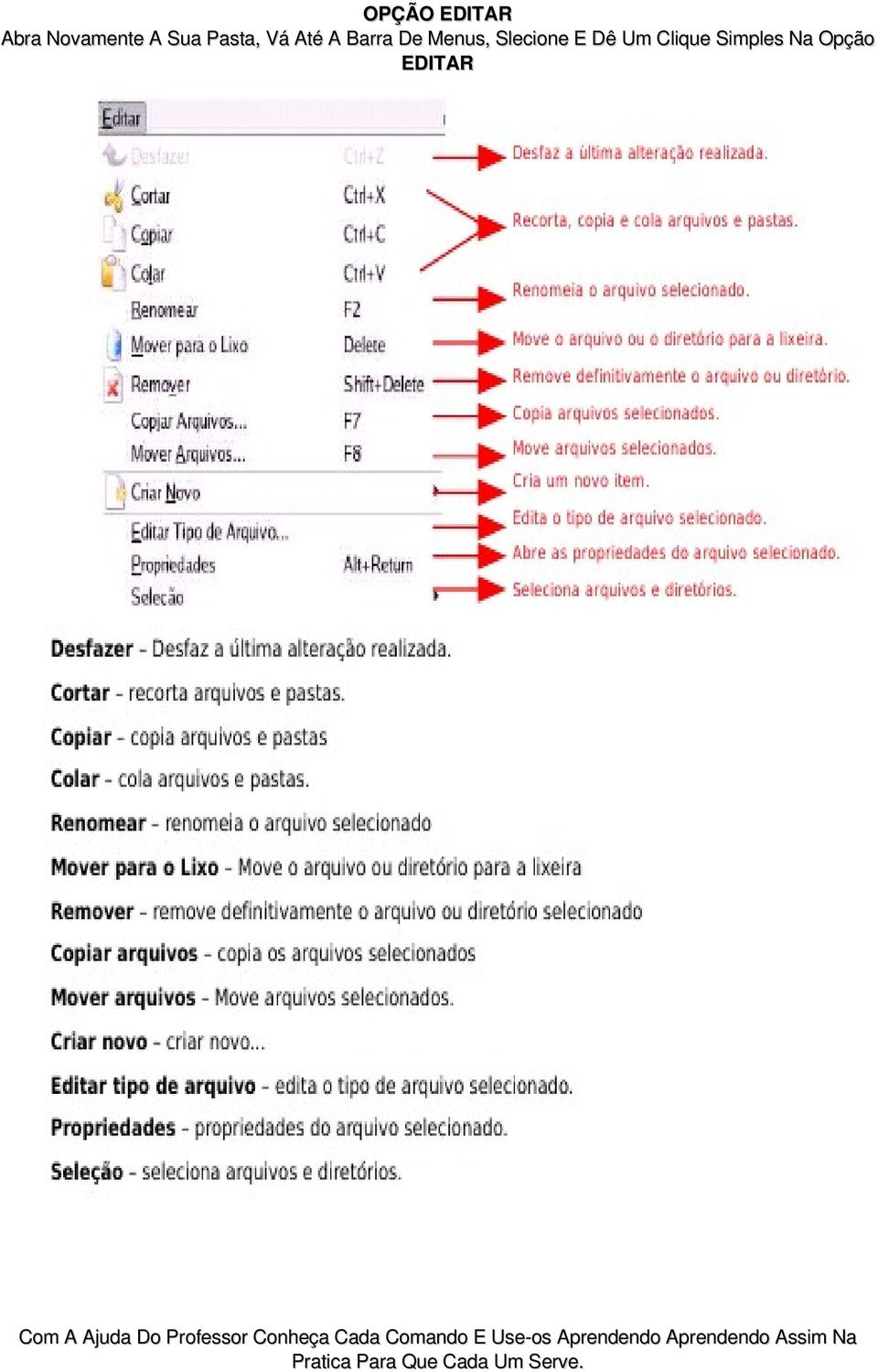 Com A Ajuda Do Professor Conheça Cada Comando E Use os