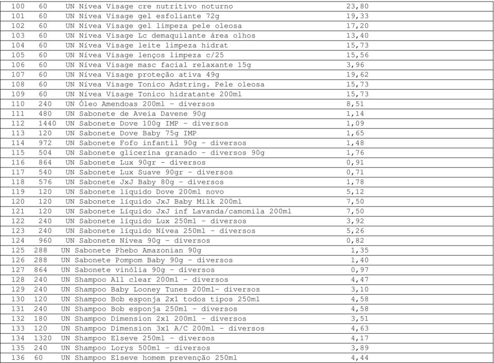 ativa 49g 19,62 108 60 UN Nívea Visage Tonico Adstring.