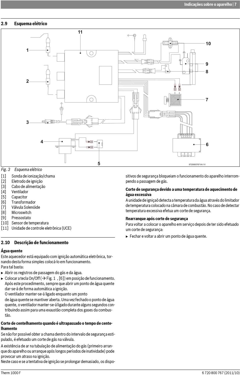 [10] Sensor de temperatura [11] Unidade de controle eletrônica (UCE) 2.