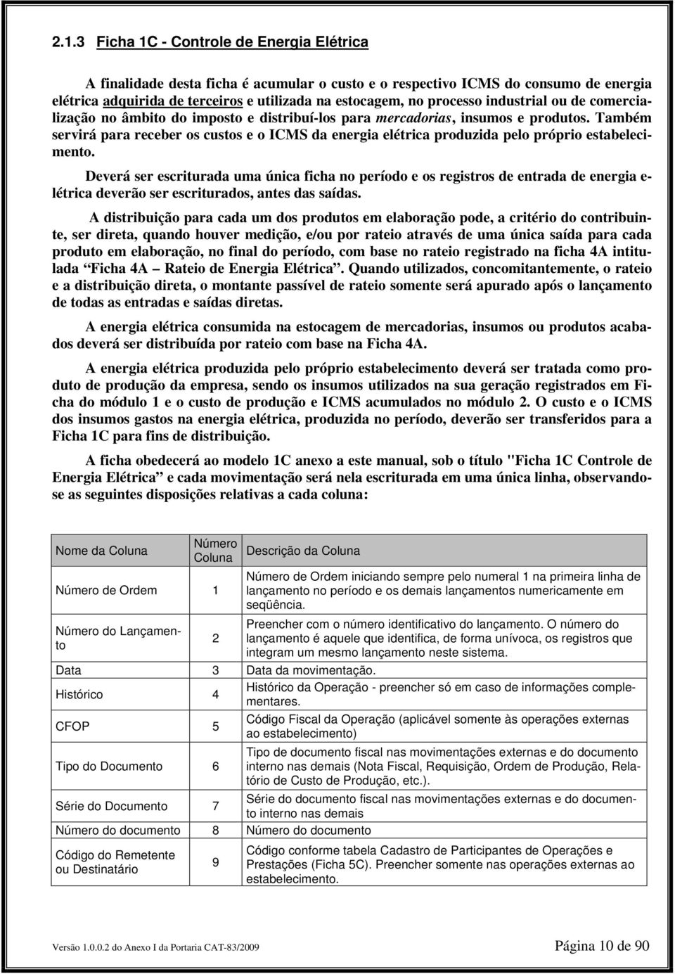 Também servirá para receber os custos e o ICMS da energia elétrica produzida pelo próprio estabelecimento.