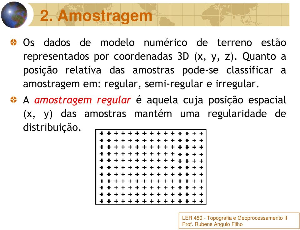 Quanto a posição relativa das amostras pode-se classificar a amostragem em: