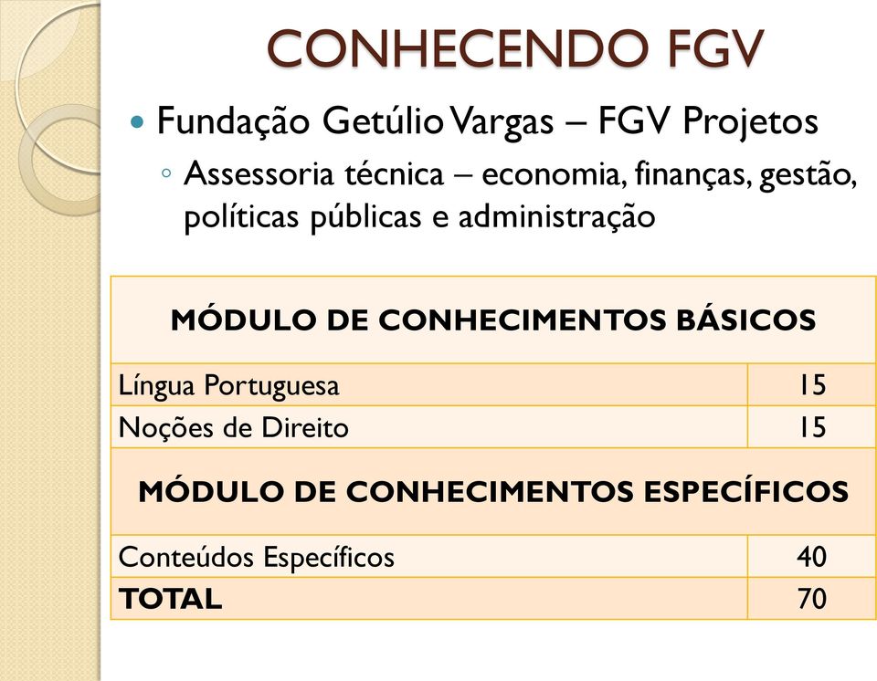 administração MÓDULO DE CONHECIMENTOS BÁSICOS Língua Portuguesa 15