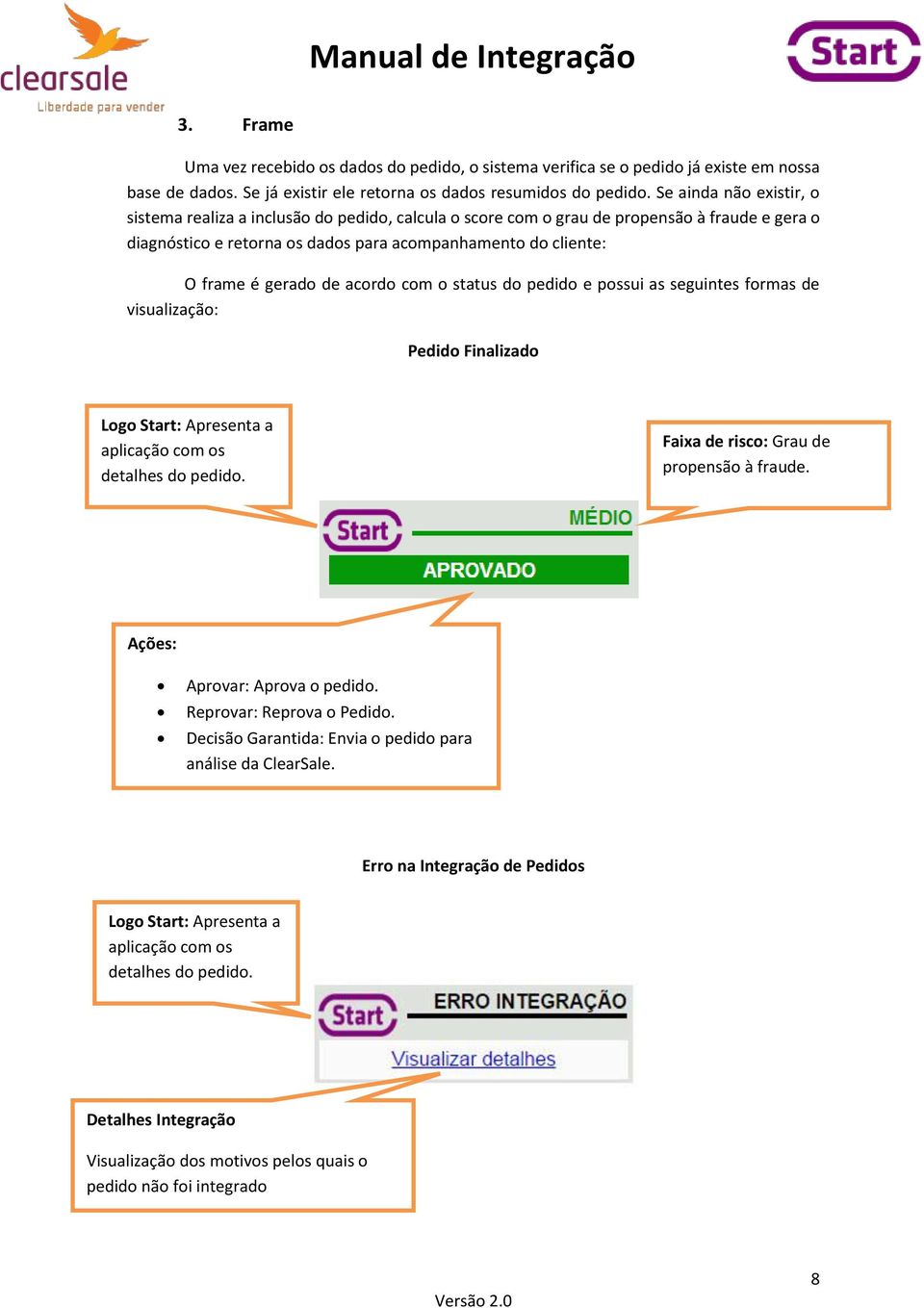 de acordo com o status do pedido e possui as seguintes formas de visualização: Pedido Finalizado Logo Start: Apresenta a aplicação com os detalhes do pedido.